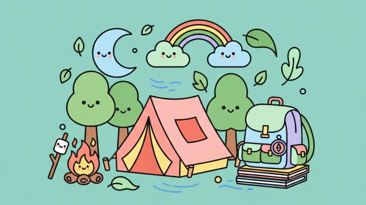 Kawaii Nature and Camping Coloring Pages