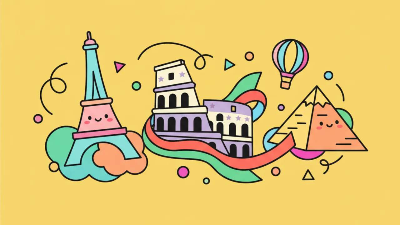Coloring Fun: Famous Landmarks in Adorable Versions