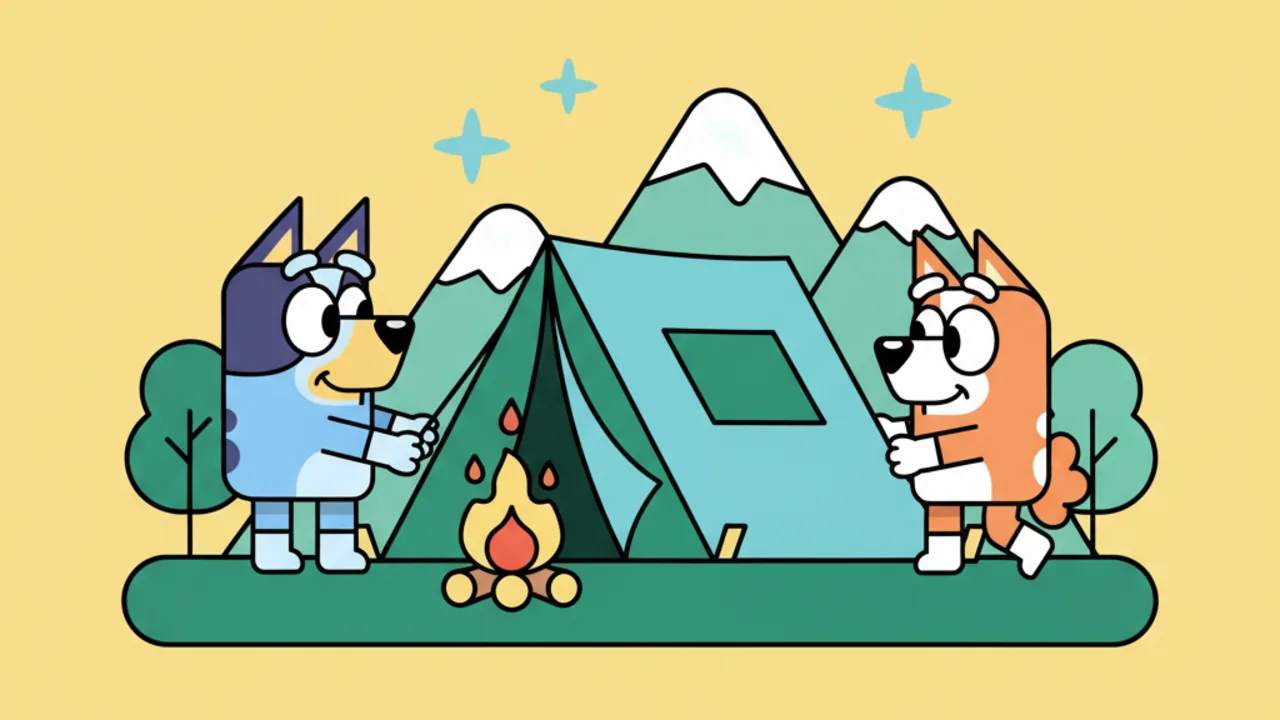 Bandit and Chilli Camping Coloring Page