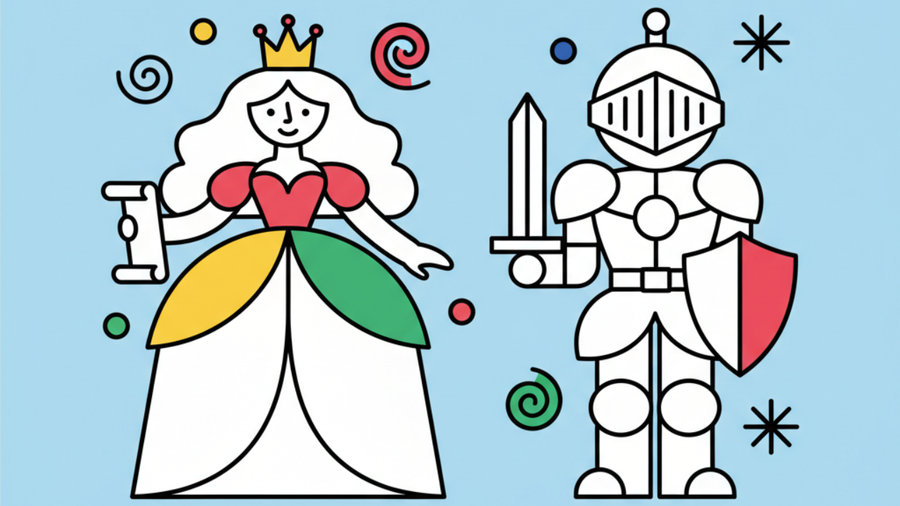 Fairy Tale Character Line Art: Free Printable Coloring Pages