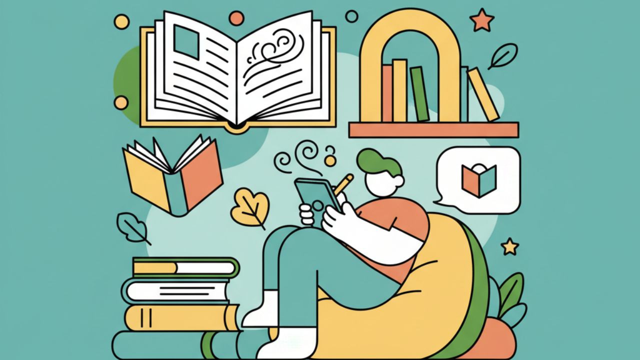 Digital Coloring Book: Reading & Library Themes