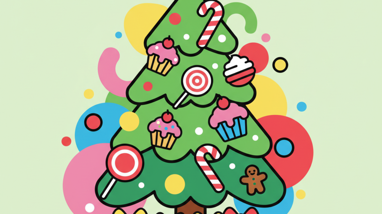 Free Digital Coloring Book: Cute Sweet Christmas Trees