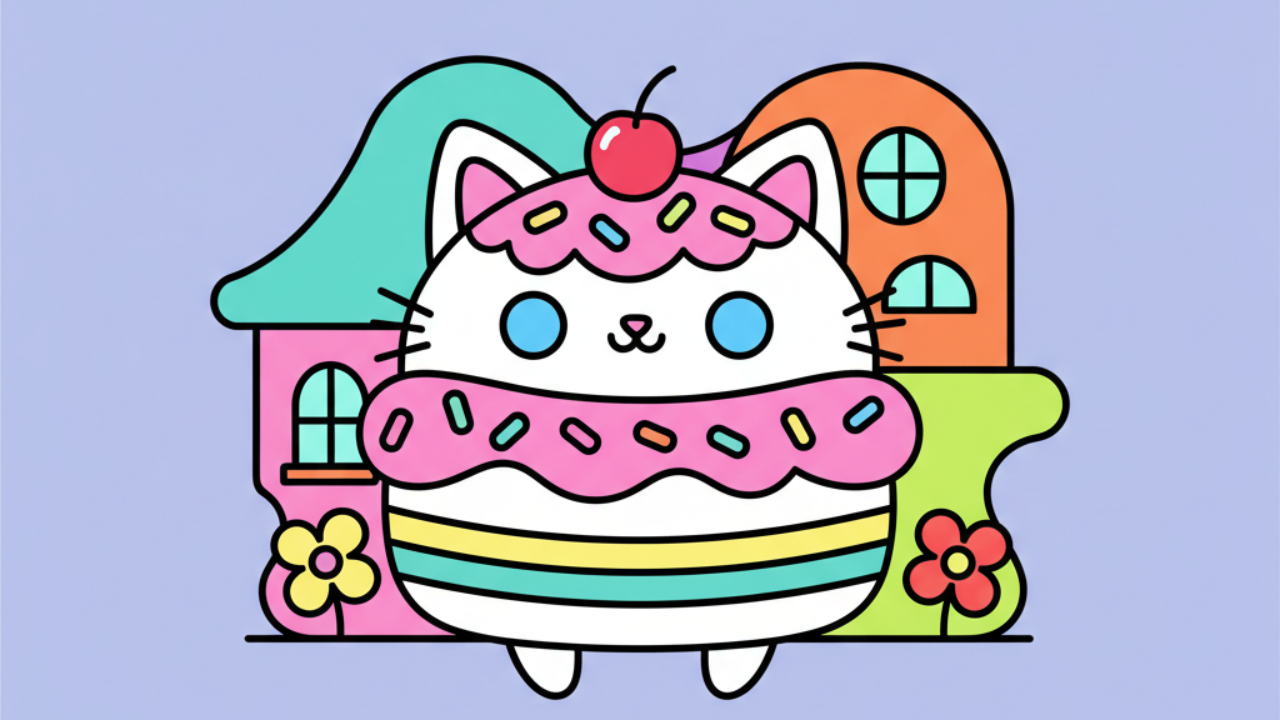 Cakey Cat Coloring Pages: Gabby's Dollhouse Fun