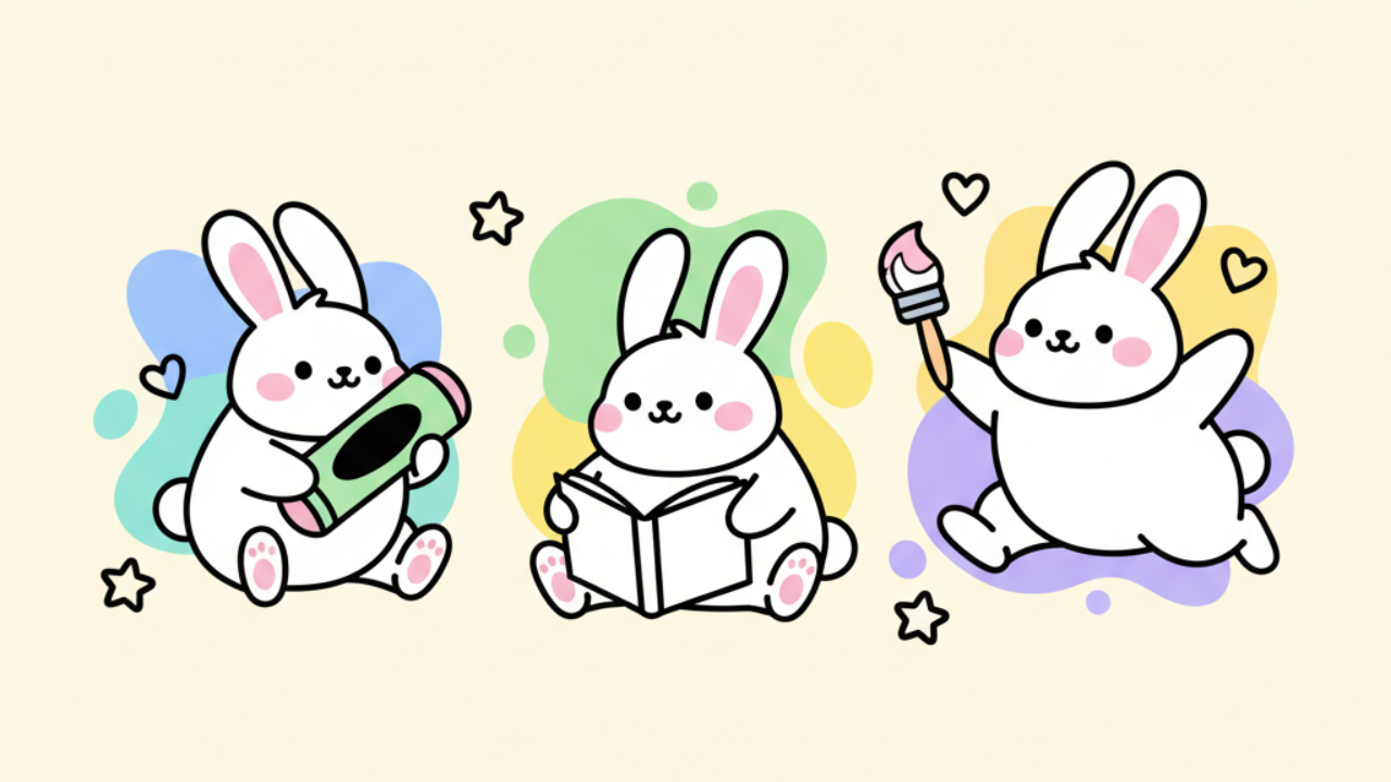 Coelhinhos Fofos Kawaii para Colorir: Atividades Infantis