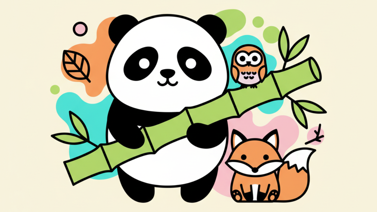 Kawaii Panda Coloring Pages & Forest Friends