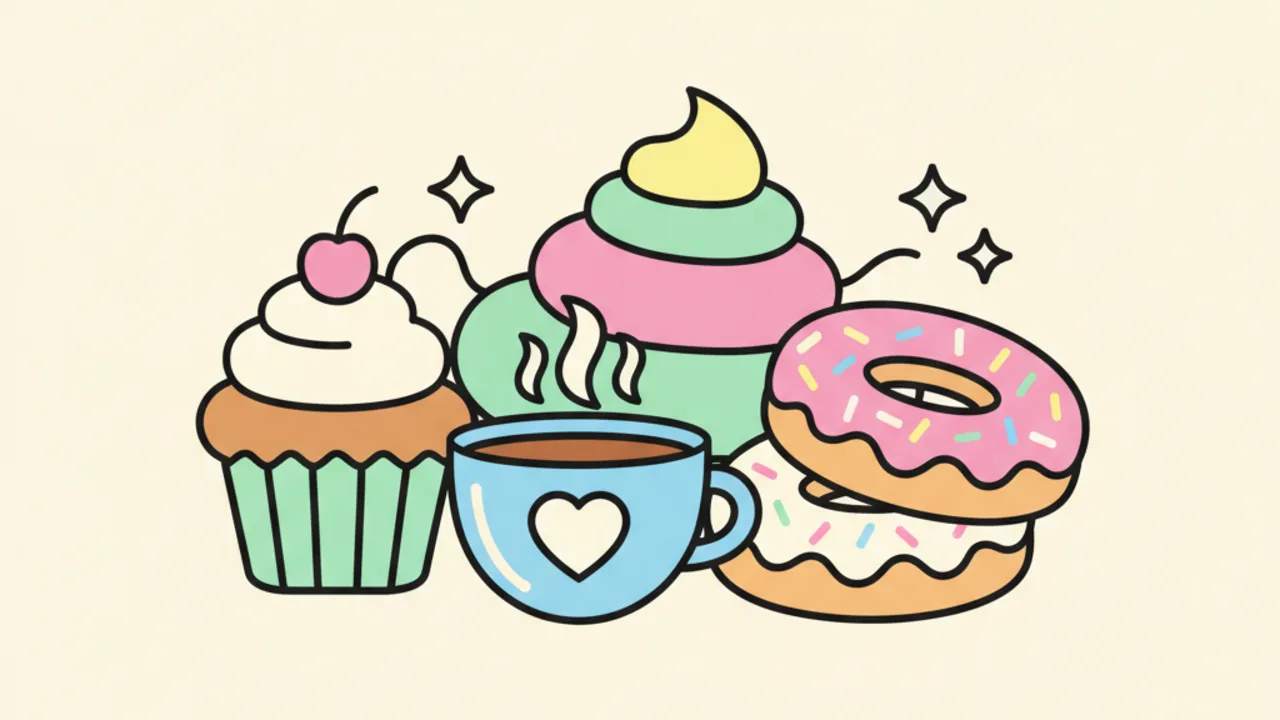 Educational Coloring Pages: Cute Coffee Shop Items