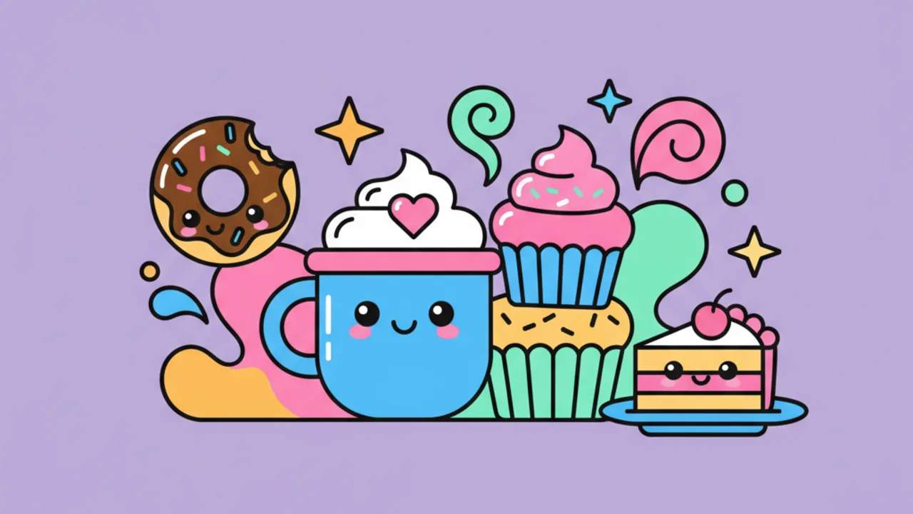 Cute Kawaii Coffee Shop and Sweet Treats Coloring Pages