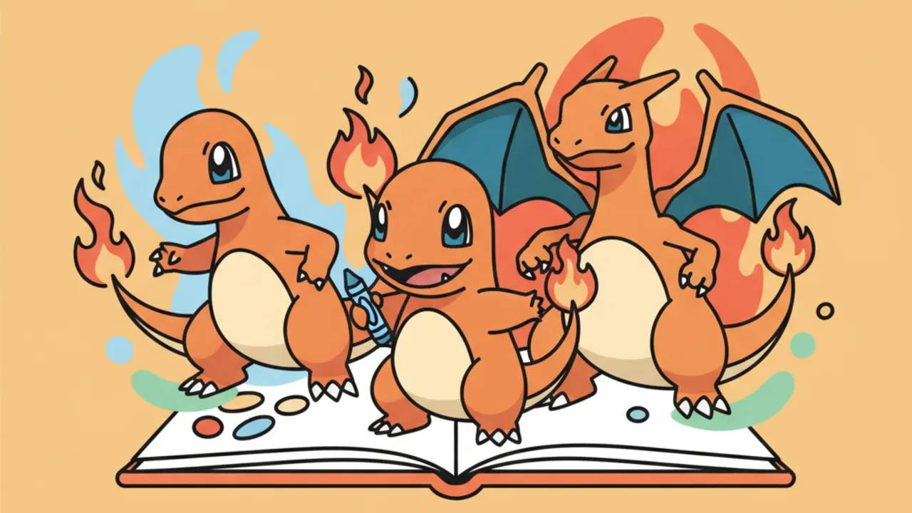 Charmander para Colorir: Desenhos Fofos e Evoluções de Fogo