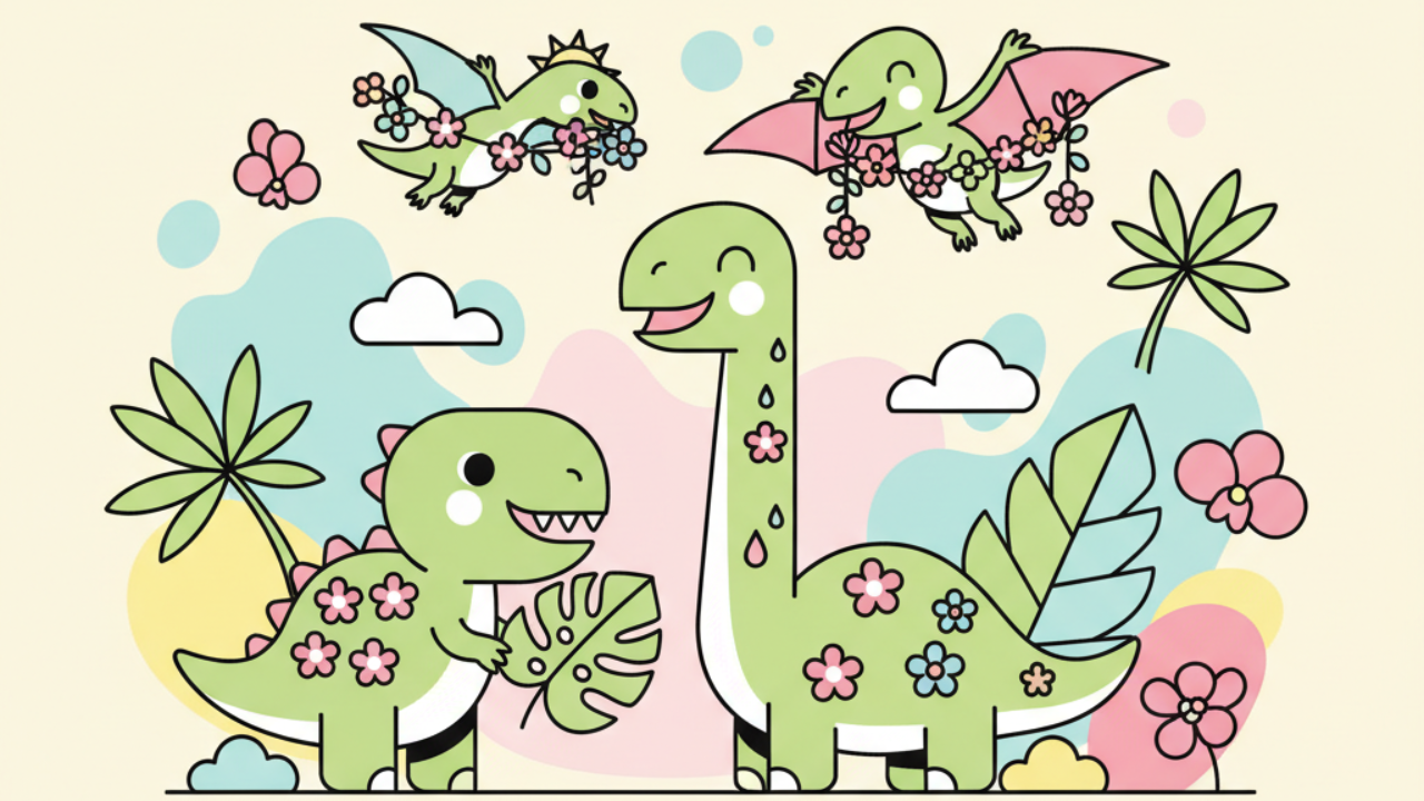 Dinossauros fofos para colorir: Temas de primavera no Brasil