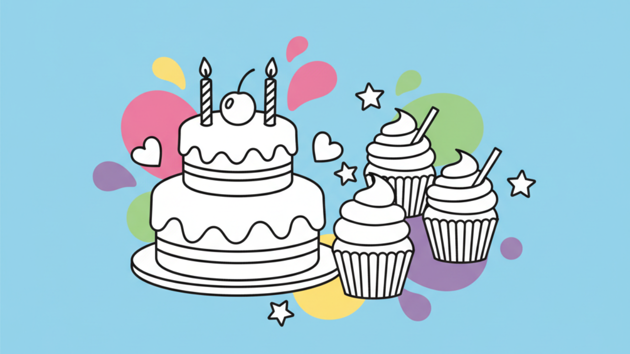 Fun Cake and Sweets Coloring Pages for Kids