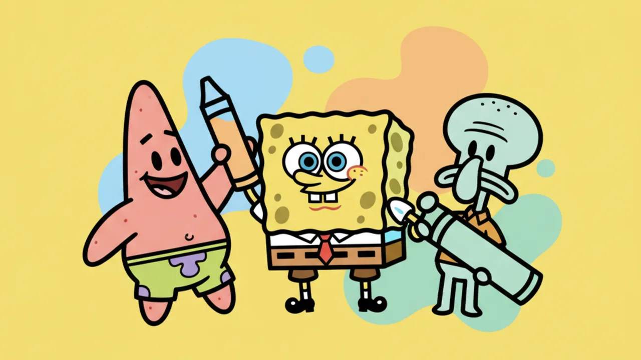 Kawaii SpongeBob SquarePants Coloring Pages: Cute Line Art