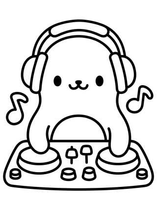 Desenho de DJ Catnip with Headphones para colorir e imprimir grátis