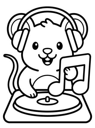 Desenho de DJ Catnip with His Headphones para colorir e imprimir grátis