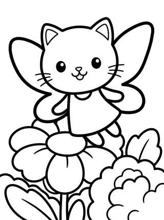 Desenho de Kitty Fairy in the Magic Garden para colorir e imprimir grátis