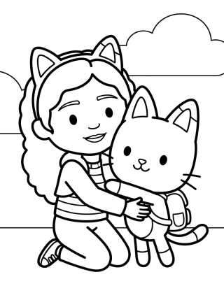 Desenho de Gabby and Pandy Paws Hugging para colorir e imprimir grátis