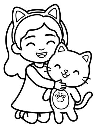 Desenho de Smiling Gabby and Pandy Paws para colorir e imprimir grátis