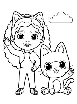 Desenho de Gabby and Pandy Paws Smiling para colorir e imprimir grátis