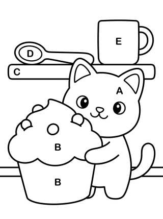 Desenho de Cakey Cat in the Magic Kitchen para colorir e imprimir grátis