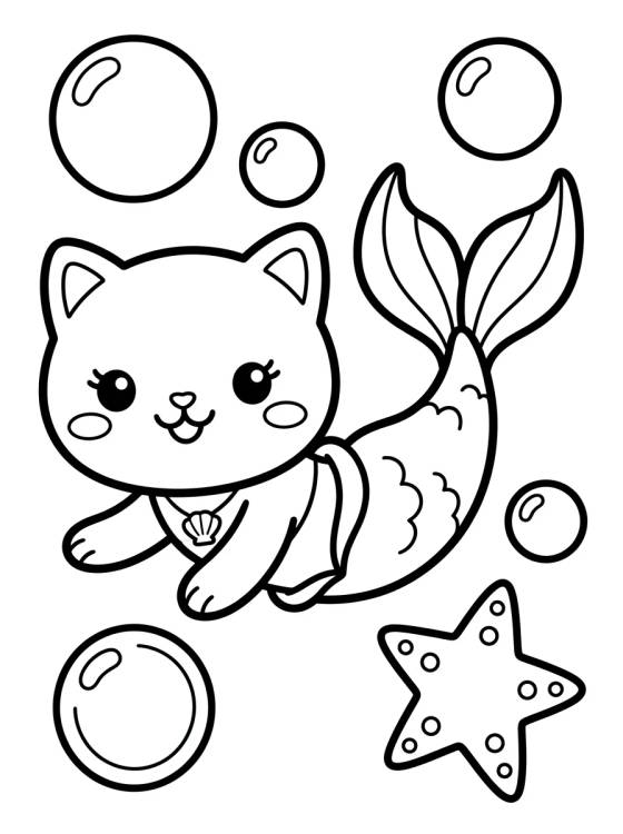 Desenho de Mercat Swimming Happily para colorir e imprimir grátis