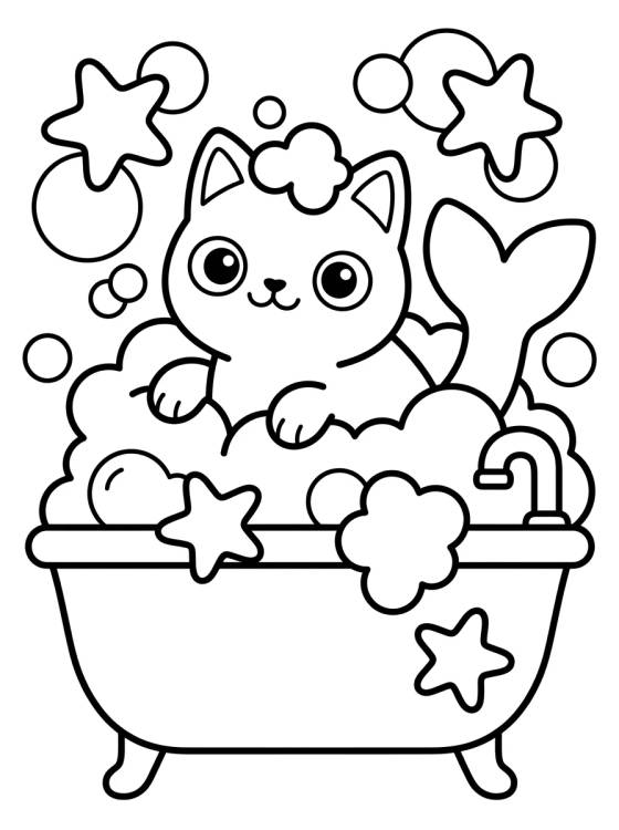 Desenho de MerCat in the Bubble Spa para colorir e imprimir grátis
