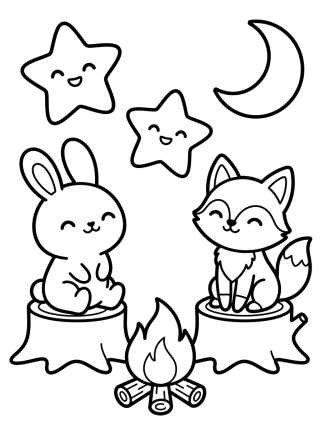 Desenho de Adventurous Animals Stargazing para colorir e imprimir grátis