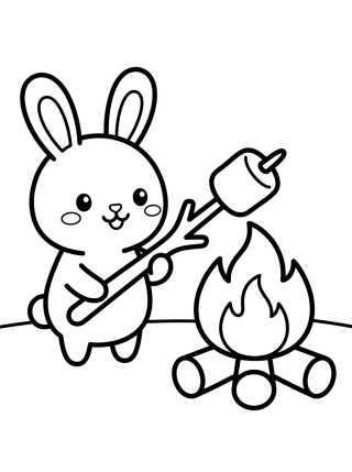 Desenho de Roasting Marshmallows by the Campfire para colorir e imprimir grátis