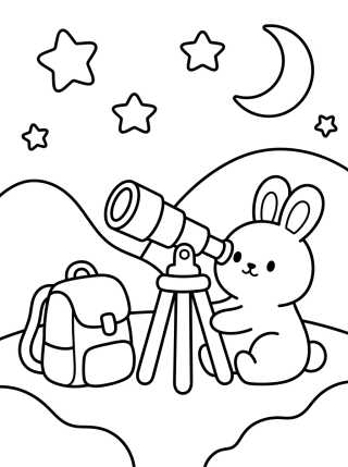 Desenho de Bunny Stargazing at Night para colorir e imprimir grátis