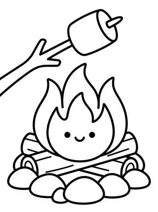 Desenho de Campfire with Roasting Marshmallow para colorir e imprimir grátis