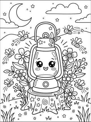Desenho de Cute Camping Lantern para colorir e imprimir grátis