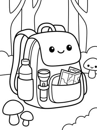 Desenho de Forest Adventure Backpack para colorir e imprimir grátis