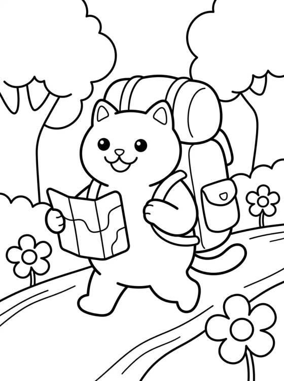Desenho de Happy Hiker on the Trail para colorir e imprimir grátis