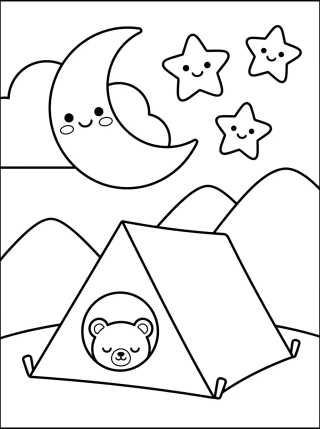 Desenho de Starry Night at the Campsite para colorir e imprimir grátis