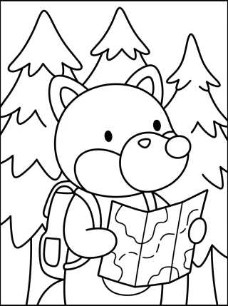 Desenho de Adventurous Little Fox with Backpack para colorir e imprimir grátis