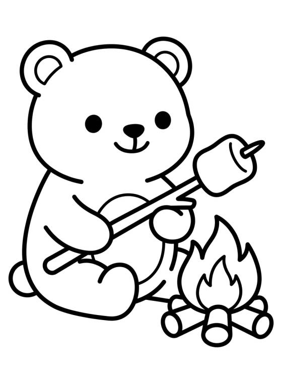 Desenho de Teddy Bear at the Campfire para colorir e imprimir grátis
