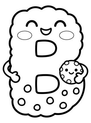 Desenho de Letter B with Smiling Cookie para colorir e imprimir grátis