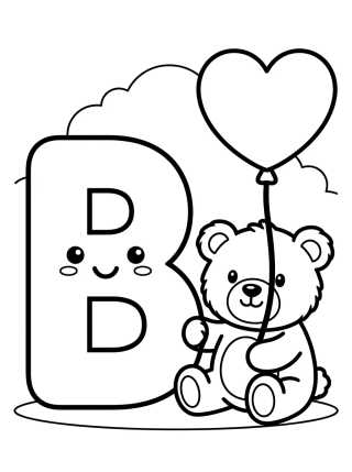 Desenho de Letter B and Teddy Bear para colorir e imprimir grátis