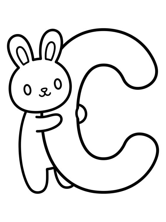 Desenho de Letter C with Cute Bunny para colorir e imprimir grátis