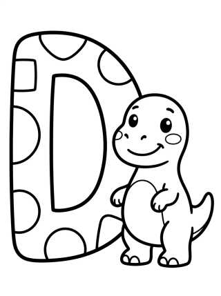 Desenho de Letter D with Dinosaur para colorir e imprimir grátis
