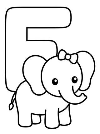 Desenho de Letter E with Elephant para colorir e imprimir grátis