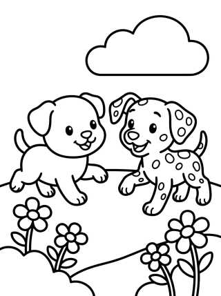 Desenho de Bingo and Chloe Playing para colorir e imprimir grátis