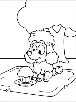Desenho de Coco the Pink Poodle at a Picnic para colorir e imprimir grátis
