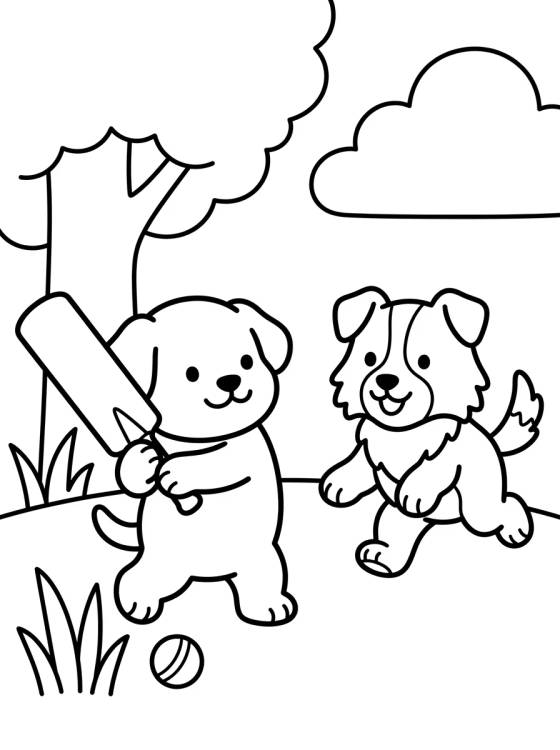 Desenho de Rusty and Mackenzie Playing Cricket para colorir e imprimir grátis