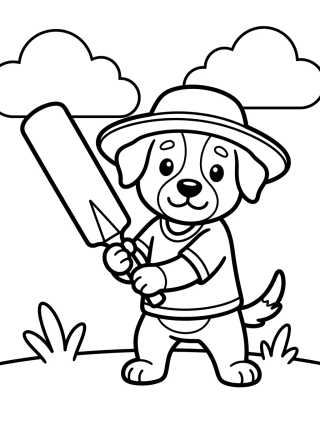 Desenho de Rusty Playing Cricket para colorir e imprimir grátis