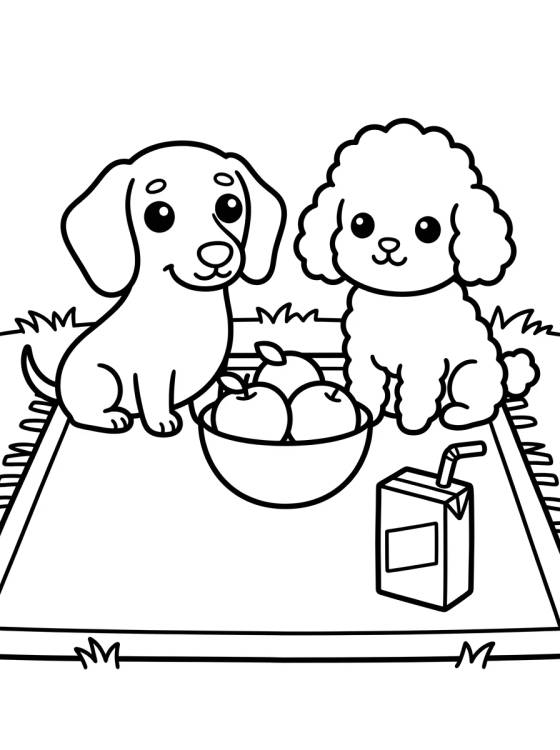 Desenho de Snickers and Coco on a Picnic para colorir e imprimir grátis