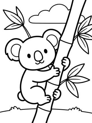 Desenho de Koala Hugging Bamboo para colorir e imprimir grátis
