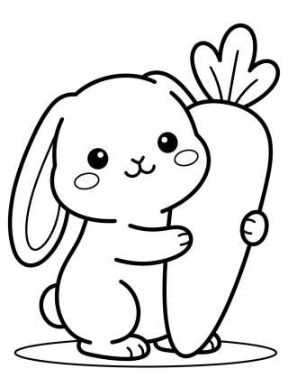 Desenho de Cute Baby Bunny with Carrot para colorir e imprimir grátis