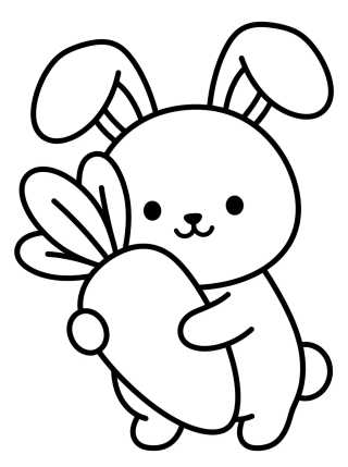 Desenho de Cute Bunny with Carrot para colorir e imprimir grátis