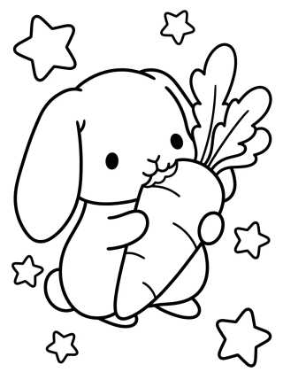 Desenho de Cute Bunny with Carrot para colorir e imprimir grátis