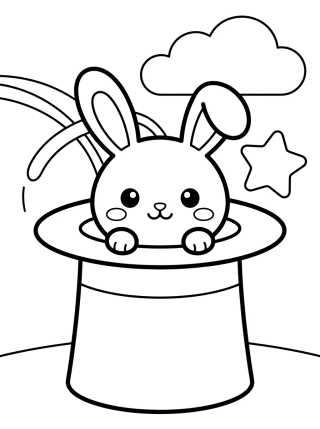 Desenho de Bunny Popping Out of a Top Hat para colorir e imprimir grátis