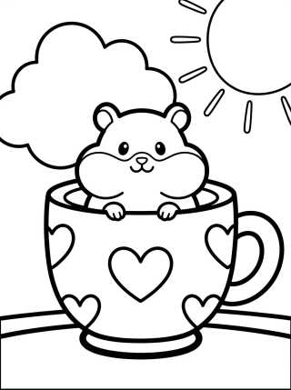 Desenho de Hamster in a Teacup para colorir e imprimir grátis